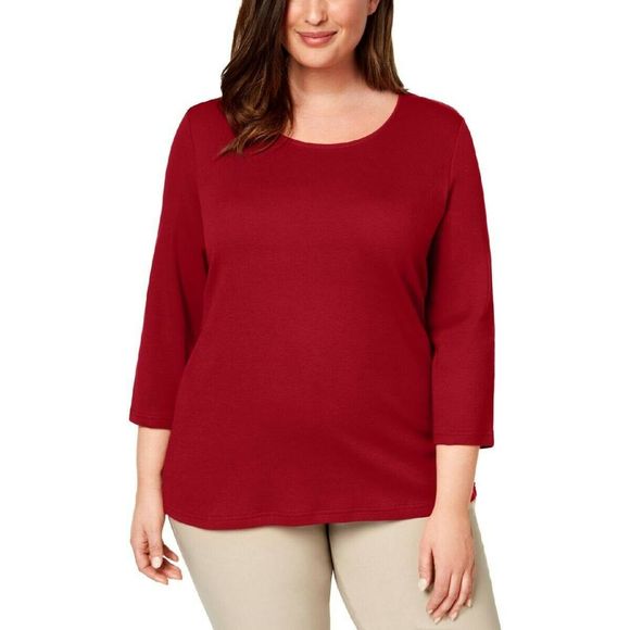Karen Scott Tops - NWT Karen Scott Red Pullover Top / 3/4 Sleeve SZ1X